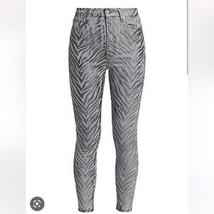 7 For All Mankind Zebra Print High Rise Skinny Jeans